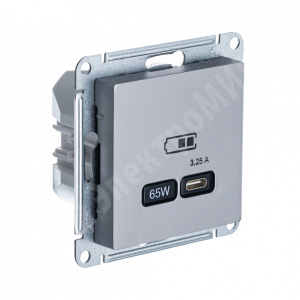 Изображение ATN000927 | Розетка USB тип-C 65W сталь AtlasDesign ATN000927 Systeme Electric