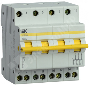 Изображение MPR10-4-040 | Выключатель-разъединитель трехпозиционный 4-пол. 40А серия ВРТ-63 MPR10-4-040 IEK (ИЭК)