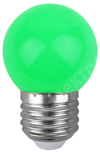 Изображение Б0049574 | Лампа LED 1Вт 10Лм 3000K E27 220-240В Ra>80 шар зеленый для белт-лайт ERAGL45-E27 Б0049574 ЭРА (Энергия света)
