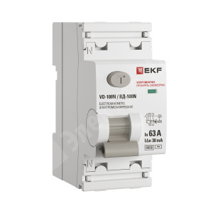 Изображение E1026M6330 | Выключатель дифференциального тока ВД-100N 2P 63А 30мА тип AC эл-мех 6кА PROXIMA EKF