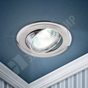 Изображение C0043709 | Светильник встраиваемый для Г.Л. 50Вт  МР16, поворотный, "Двойной контур" сатин никель/хром KL22 А S C0043709 ЭРА (Энергия света)