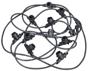 Изображение LGDU601-0-020-10-B-S-65 | Гирлянда белт-лайт 10м, 20 патронов, E27, без ламп, IP65, черный шнур, 2м, 230В LGDU601-0-020-10-B-S-65 IEK (ИЭК)