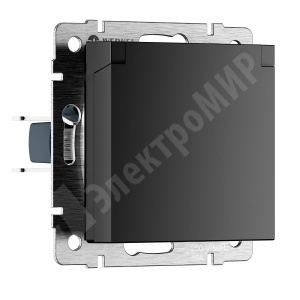 Изображение W1171208 | Розетка 2P+E IP44 с крышкой со шторками N черный матовый Werkel