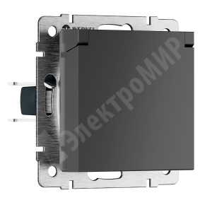 Изображение W1171264 | Розетка 2P+E IP44 с крышкой со шторками N графит матовый Werkel