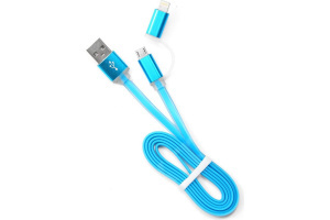 Изображение CC-mAPUSB2bl1m | Кабель USB 2.0 Cablexpert CC-mAPUSB2bl1m, AM/microBM 5P - iPhone lightning, 1м, комбо кабель, алюмин CC-mAPUSB2bl1m Gembird
