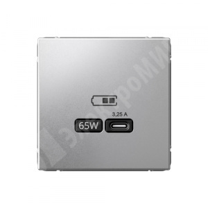 Изображение GAL000327 | Розетка USB тип-C 65W высокоскор.заряд. QC алюминий ArtGallery GAL000327 Systeme Electric