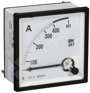 Изображение IPA10-6-0400-E | Амперметр Э47 400/5А кл. точн. 1,5 72х72мм IPA10-6-0400-E IEK (ИЭК)