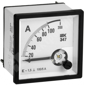 Изображение IPA10-6-0100-E | Амперметр аналоговый панельный трансф. включения для измерения переменного тока до 100А 72х72мм сери IPA10-6-0100-E IEK (ИЭК)