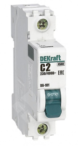 Изображение 11050DEK | Автоматический выключатель 1-пол. 2А тип С 4,5кА серия ВА-101 11050DEK DEKraft
