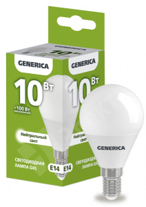 Изображение LL-G45-10-230-40-E14-G | Лампа LED G45 шар 10Вт 230В 4000К E14 GENERICA