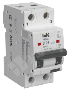 Изображение AR-B10N-2-C025C030 | ARMAT АВДТ B10N 2P C25 30мА тип AC IEK