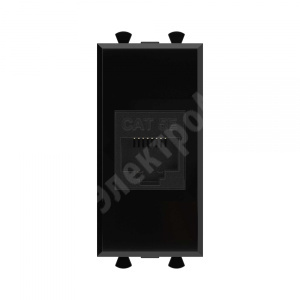 Изображение 4402661 | Компьютерная розетка RJ-45 без шторки модульная, кат.5е, "Avanti", "Черный квадрат", 1 модуль 4402661 DKC (ДКС)