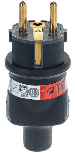 Вилка кабельная прямая, резина, IP44, 16А, б/з, чёрная, серия Элиум 050196 Legrand