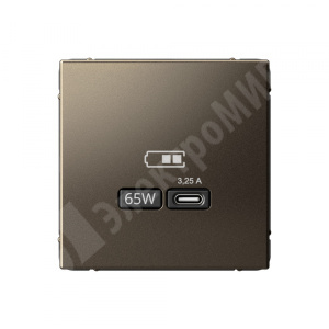 Изображение GAL000627 | Розетка USB тип-C 65W высокоскор.заряд. QC мокко ArtGallery GAL000627 Systeme Electric