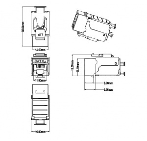 Изображение KJ9-8P8C-C6A-90-SH-F | Hyperline KJ9-8P8C-C6A-90-SH-F Вставка Keystone Jack RJ-45(8P8C), категория 6a (10G), экранированная