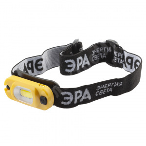 Изображение Б0061089 | Фонарь налобный светодиодный ЭРА Рабочий GA-801 аккумуляторный мощный яркий 4 режима желто-черный
