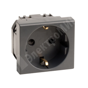 Изображение 45205 | Розетка силовая 2Р+Е, со шторками, «Viva», 2 мод., цвет черный 45205 DKC (ДКС)