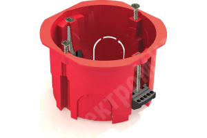 Изображение KGU34-23-04-01 | Коробка монтажная установочная 68х45мм для полых стен с пластмассовыми лапками, красная PLEXUP
