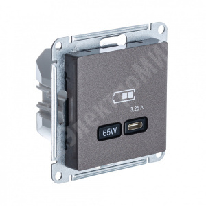 Изображение ATN000627 | Розетка USB тип-C 65W мокко AtlasDesign ATN000627 Systeme Electric