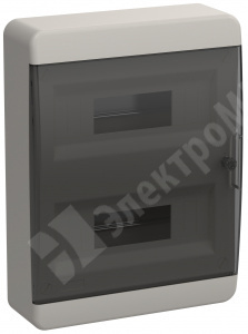 Изображение TF5-KP12-N-24-41-K01-K03 | Бокс настенного монтажа 24мод. белый с прозрачной черной дверью и шинами IP41, TEKFOR