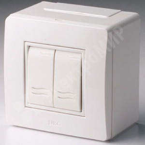 Изображение 10001 | Коробка в сборе с 2-клавишным выключателем, белая 10001 DKC (ДКС)