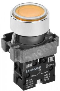 Изображение BBT20-BAF51-1-22-67-K05 | Кнопка LA167-BAF51 d=22мм 1з желтая IEK BBT20-BAF51-1-22-67-K05 IEK (ИЭК)