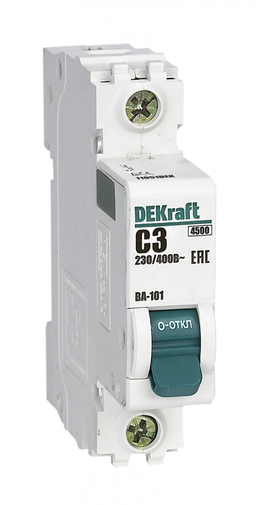Изображение 11051DEK | Автоматический выключатель 1-пол. 3А тип C 4,5кА серия ВА-101 11051DEK DEKraft