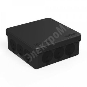 Изображение 60-0303-9005 | Коробка монтажная распределительная 100х100х40мм черная для открытого монтажа 12 вводов IP66 60-0303-9005 ПРОМРУКАВ