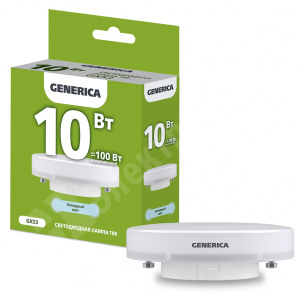 Изображение LL-T80-10-230-65-GX53-G | Лампа LED T80 таблетка 10Вт 230В 6500К GX53 GENERICA
