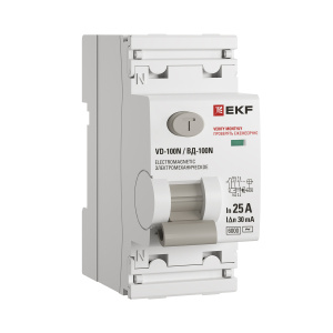 Изображение E1026M2530 | Выключатель дифференциального тока ВД-100N 2P 25А 30мА тип AC эл-мех 6кА PROXIMA EKF