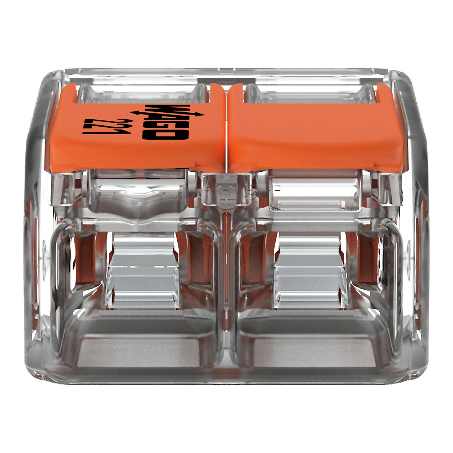 Клемма розеточная, 2х(0,2-4,0 мм)², прозрачная, оранжевая 221-412 Wago