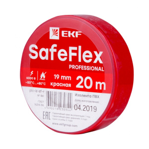 Изображение plc-iz-sf-r | Изолента ПВХ красная 19 мм х 20 м SafeFlex plc-iz-sf-r EKF