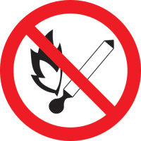 Изображение YPC40-ZPKUR-1-010 | Самоклеящаяся этикетка: Ф180мм "Запрещается пользоваться открытым огнем и курить"