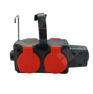 Изображение ERB24-16-04-44 | Розетка четырехместная переносная РП16-004 16А с крышкой (красная) IP44 Plexup