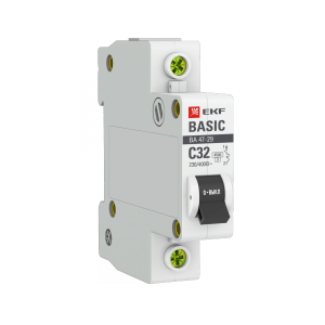 Изображение mcb4729-1-32C | Автоматический выключатель 1-пол. 32А тип C 4,5кА серия ВА 47-29 EKF Basic mcb4729-1-32C