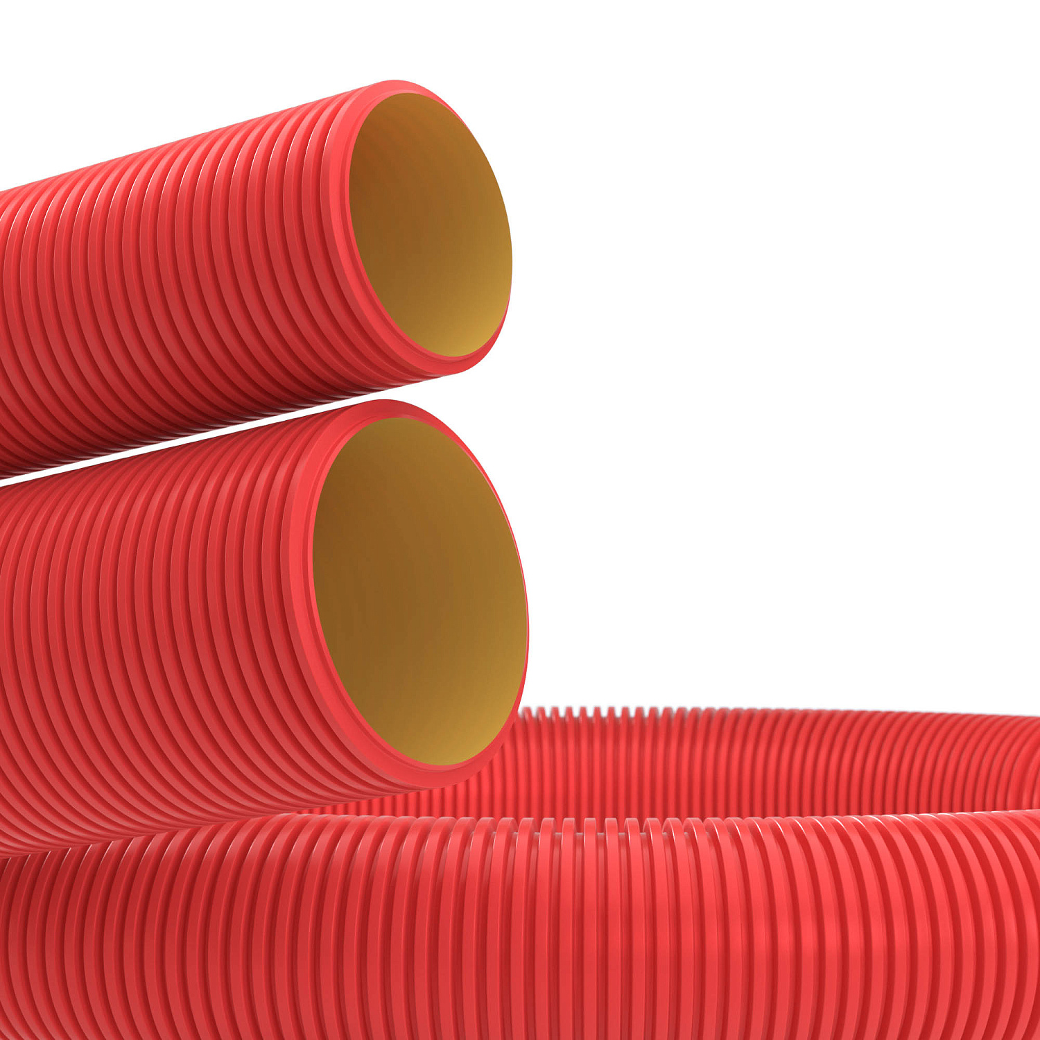 Труба двустенная ПНД гибкая д.63мм для кабельной канализации Бухта 20м, без протяжки, цвет красный, 12096320 DKC (ДКС)