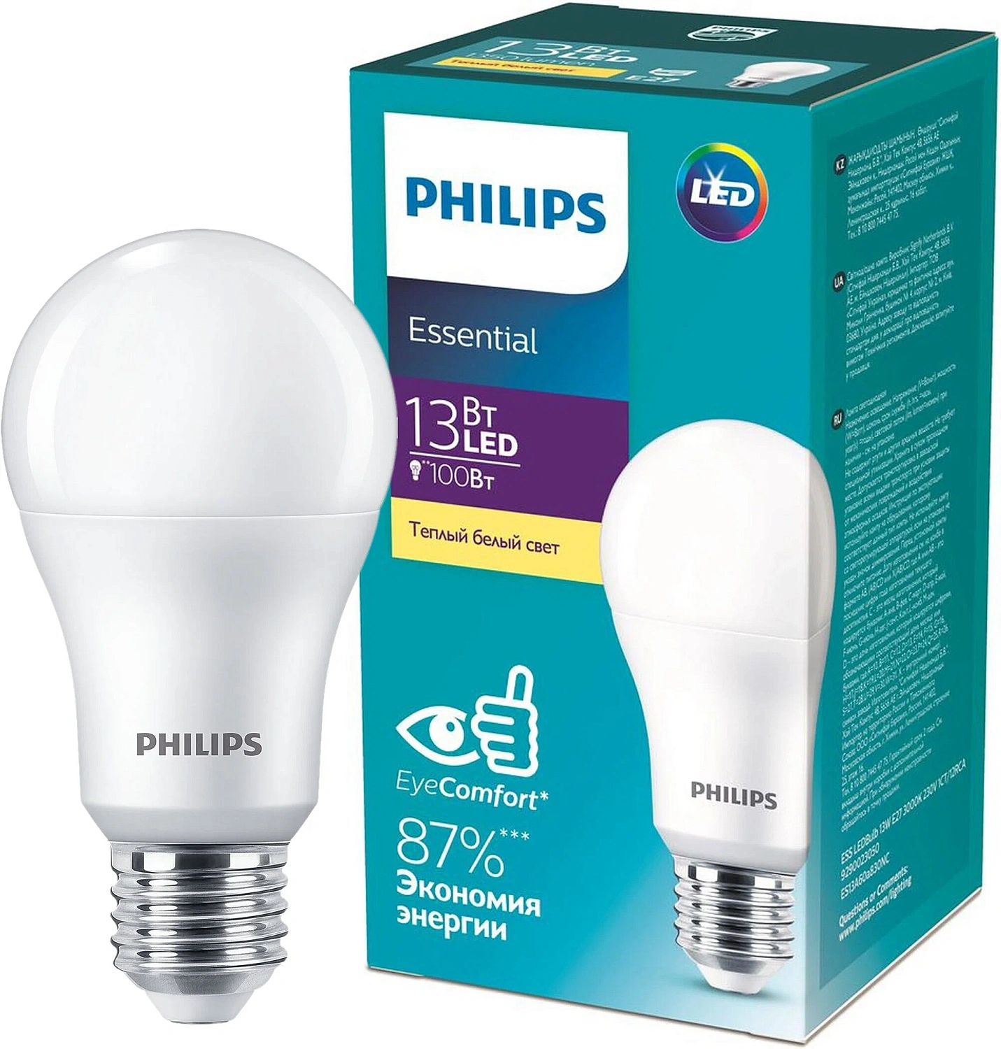 Лампа светодиодная ESS LEDBulb 13W 230V E27 3000K тёплый 929002305087 Philips
