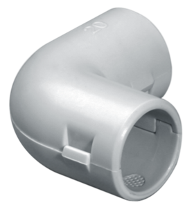 Изображение STA6U-20-01-01 | Угол соединительный разъемный для труб d20 серый (50/900 шт) STA6U-20-01-01 PLEXUP