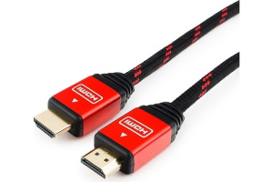 Изображение CC-G-HDMI02-1M | Кабель HDMI Cablexpert, серия Gold, 1м, v1.4, M/M, красный, позол.разъемы, алюминиевый корпус, нейло CC-G-HDMI02-1M Gembird