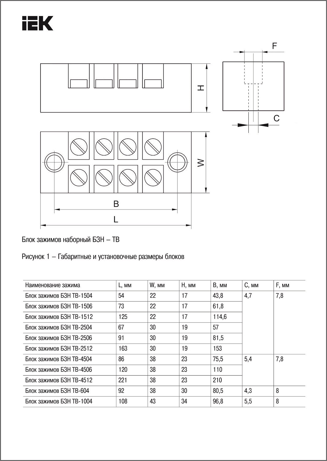 Блок зажимов наборный, 4,5 мм², 45А, 4 пары, АБС-пластик, латунь, БЗН ТВ-4504 YZN41-04-004-K02 IEK (ИЭК)