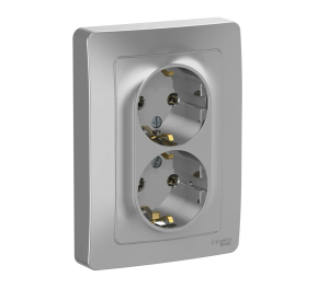 Изображение BLNRS001023 | Розетка 2х2P+E 16А 250В алюминий BLANCA BLNRS001023 Systeme Electric