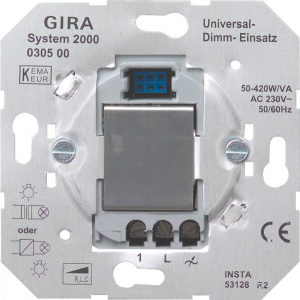 Изображение 030500 | Механизм светорегулятора кнопочного универсального 50-420 Вт (замена на 238500) 030500 Gira