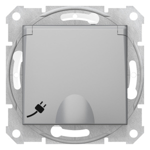 Изображение SDN3100360 | Розетка 2P+E со шторками и крышкой IP44 алюминий Sedna SDN3100360 Schneider Electric