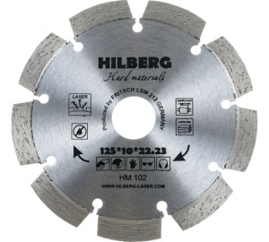 Изображение HM102 | Диск алмазный, сегментированный, 125х22,2х2 мм, Hard Materials Laser HM102 Hilberg