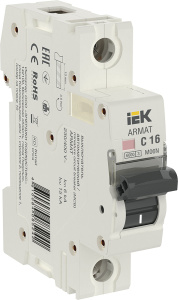 Изображение AR-M06N-1-C016 | Автоматический выключатель 1-пол. 16А тип C 6кА серия M06N ARMAT AR-M06N-1-C016 IEK (ИЭК)