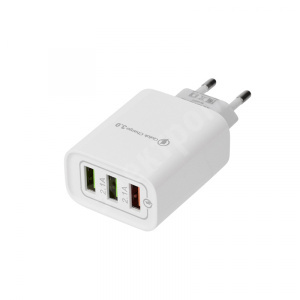 Изображение 16-0277 | Сетевое зарядное устройство 3 x USB, 5V, 3 А + 1 А + 1 А, белое